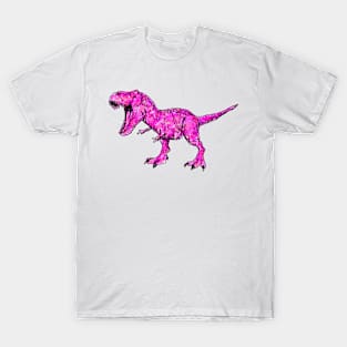 Pink Line Drawing Dinosaur T-Shirt